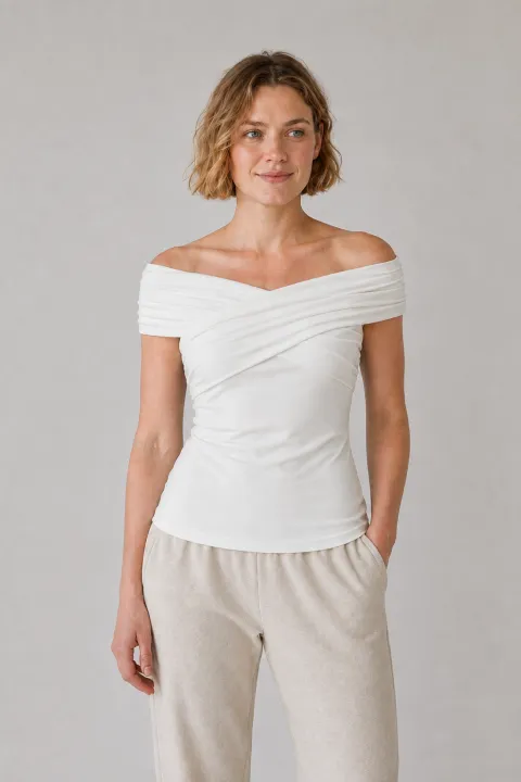 Criss Cross Off Shoulder New Airy Bra Top