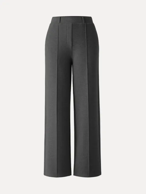 High-Rise Straight-Leg Pull-On Pants in Deep Grey.