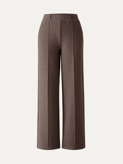 High-Rise Straight-Leg Pull-On Pants in Chocolate Brown.