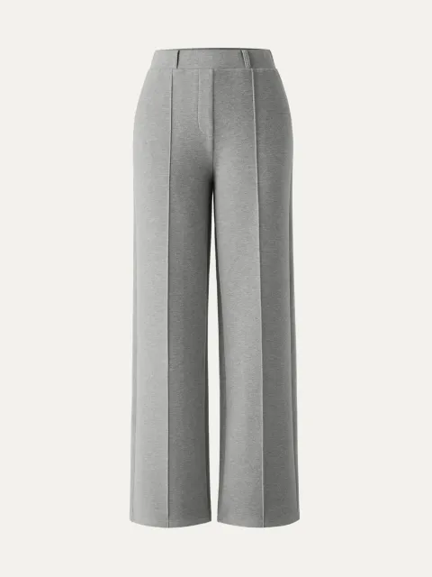 High-Rise Straight-Leg Pull-On Pants in Heather Grey.