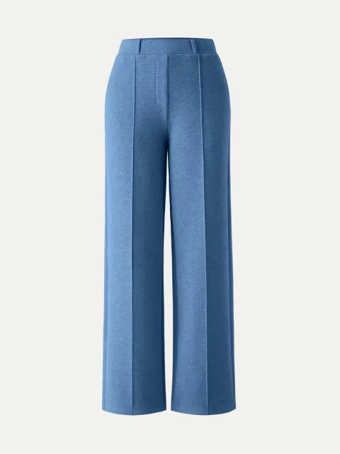 High-Rise Straight-Leg Pull-On Pants in Heather Rock Blue.