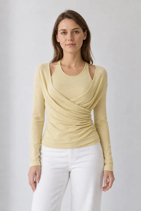 Two-Piece Cami & Surplice Ruched Top
