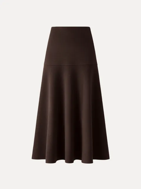 Espresso Shut Brown Wool-Like Mid-Rise Circle Midi Skirt