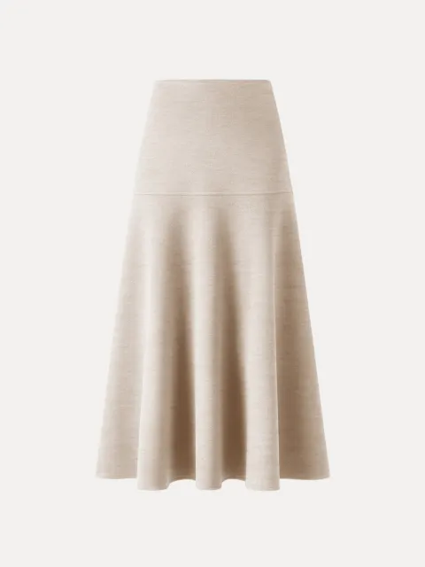 Heather Beige Wool-Like Mid-Rise Circle Midi Skirt