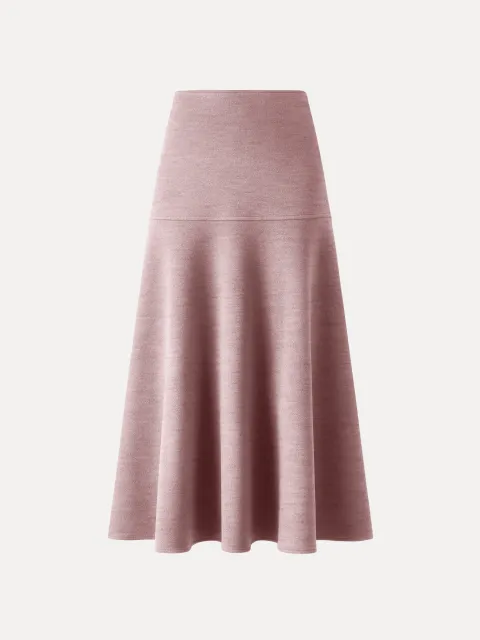 Heather Millennial Pink Wool-Like Mid-Rise Circle Midi Skirt