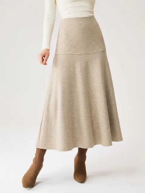 Wool-Like Mid-Rise Circle Midi Skirt