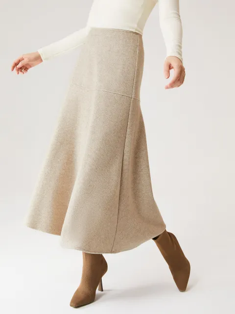 Heather Morganite Wool-Like Mid-Rise Circle Midi Skirt