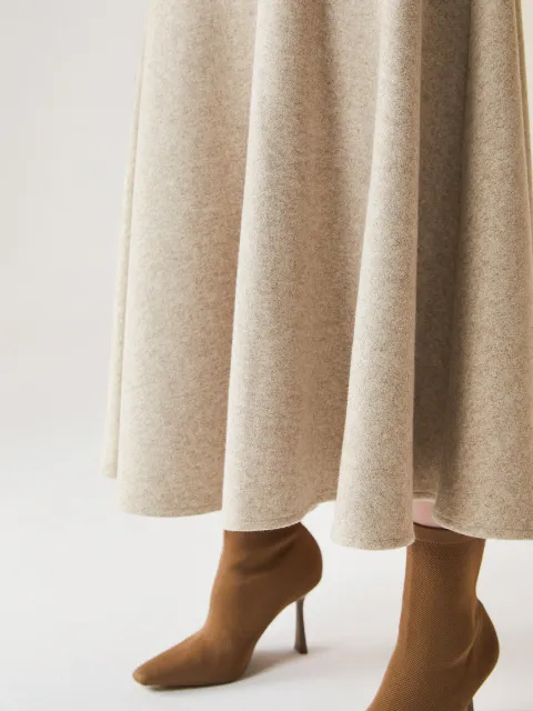 Heather Morganite Wool-Like Mid-Rise Circle Midi Skirt