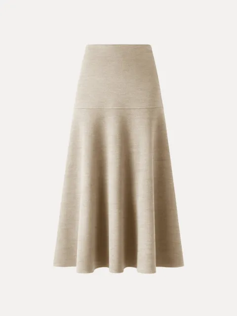 Heather Morganite Wool-Like Mid-Rise Circle Midi Skirt