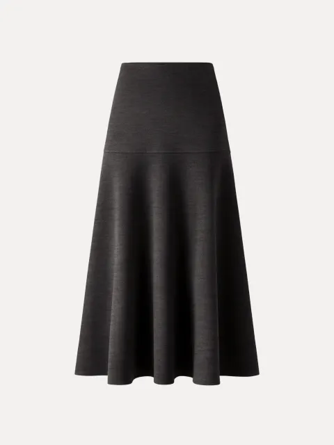 Heather Shadow Grey Wool-Like Mid-Rise Circle Midi Skirt