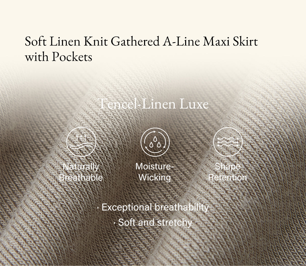 Close-up of the textured linen blend knit with fabric features.
