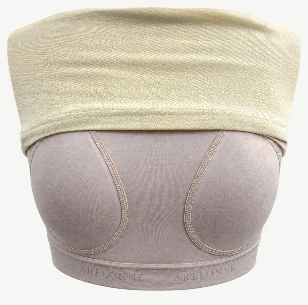 Interior view of the Brami cami with sewn-in non-removable pads and an ARELONNE underbust band.